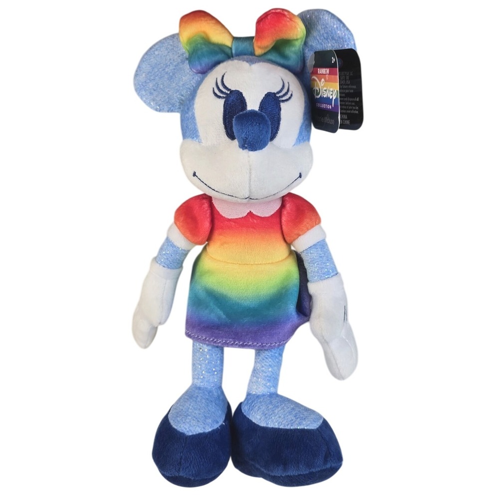 Disney Collection Minnie Mouse Rainbow Stuffed Animal Plush 10 Inches NWT